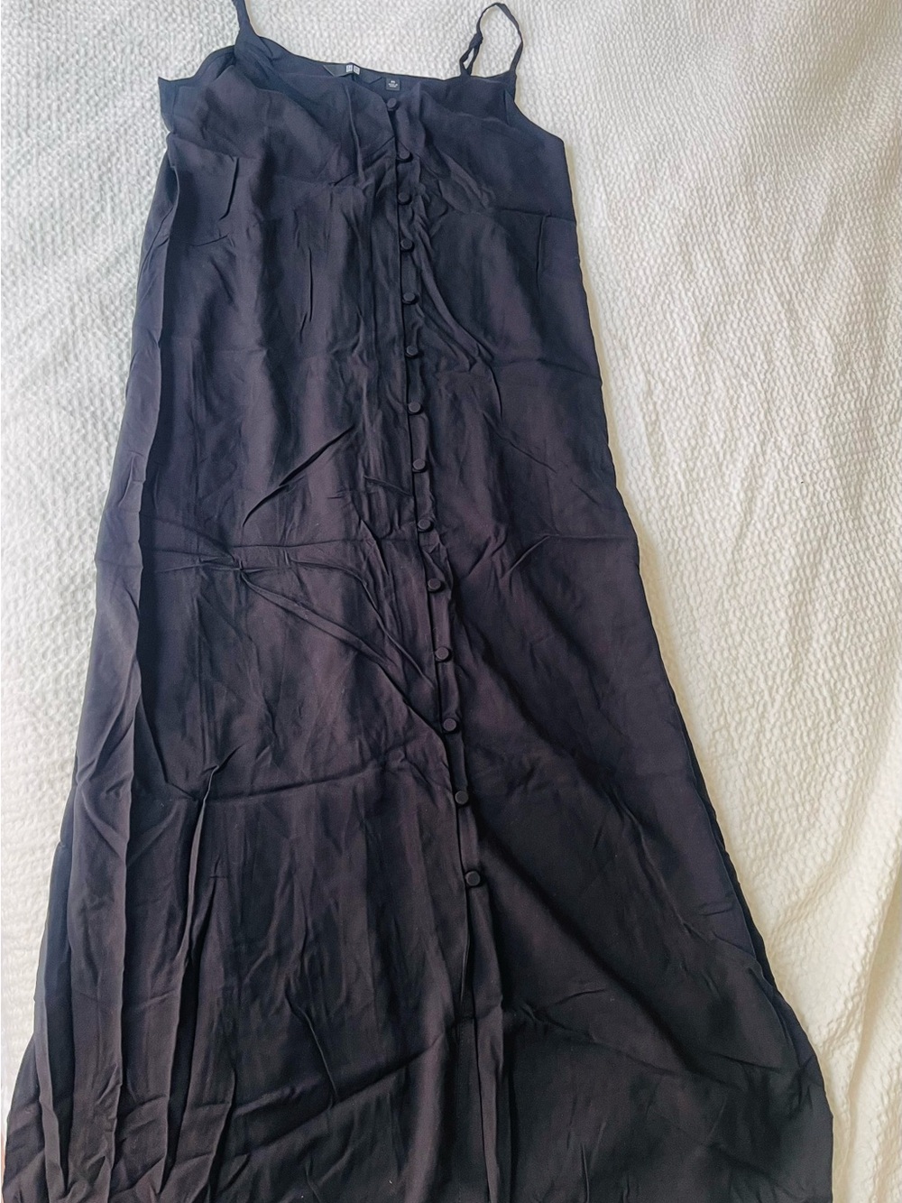 Uniqlo Black Button-Front Maxi Slip Skirt